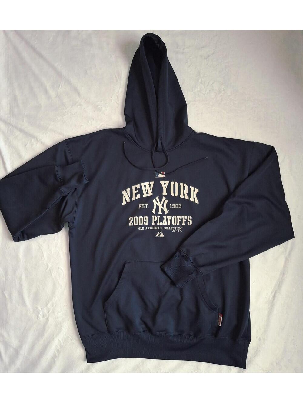 Majestic MLB New York Yankees 2009 Therma  Sweatshirt Hoodie Men's XL  Navy Blue